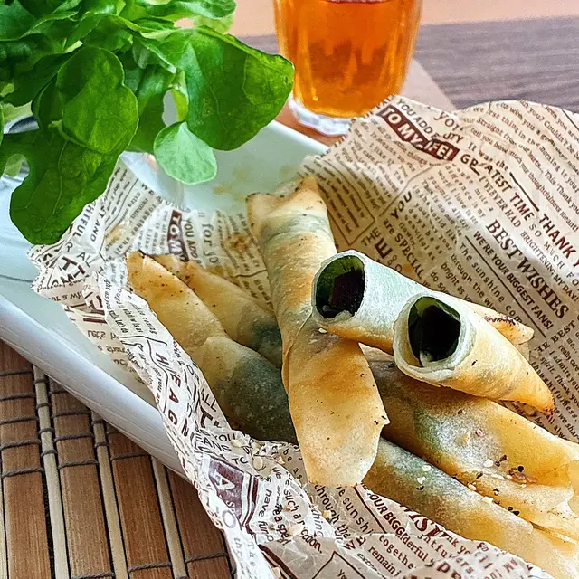 味噌厚切りタンのチーズ春巻きの盛り付け写真
